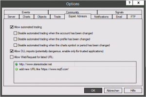 Setup StereoTrader - Got Trouble