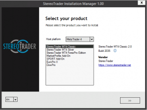 Setup StereoTrader - Select Product